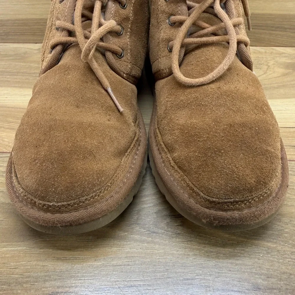 UGG Neumel Chukka Boot Mens 8 Chestnut Suede Shearling Fur Lined Lace Up